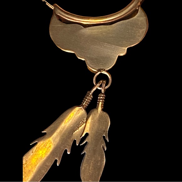 🌴Navajo Vintage Sterling Silver MOP Feather Necklace - Picture 6 of 6